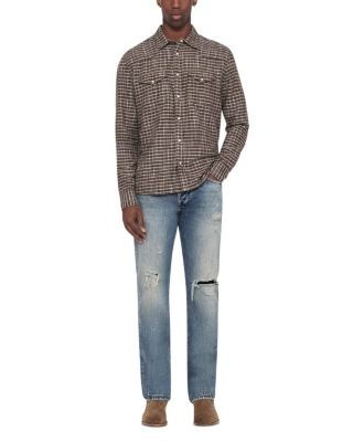Allsaints Cotton Slim Straight Fit Jeans in Destroy Indigo