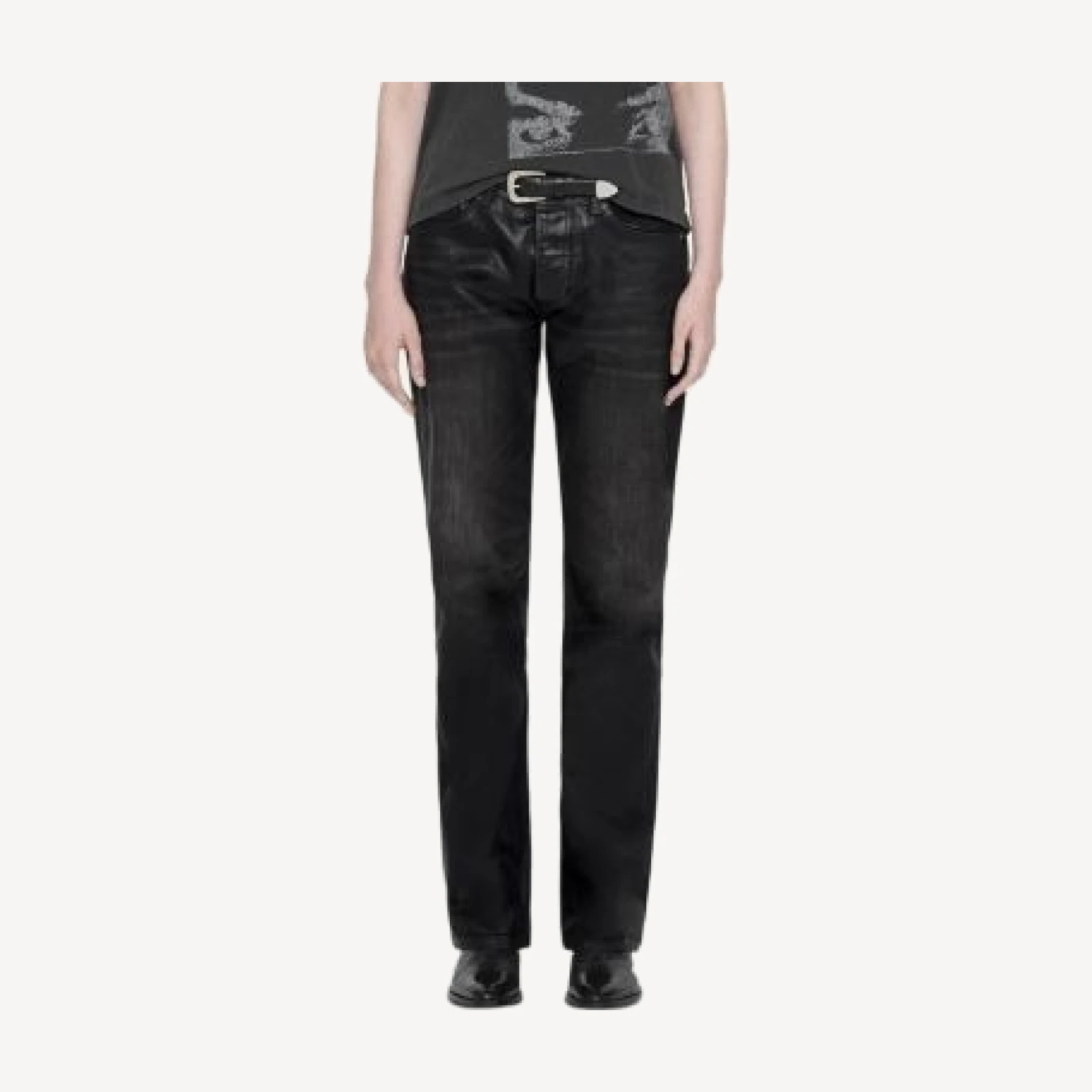Allsaints Nat Low Rise Slim Jeans in Coated Black