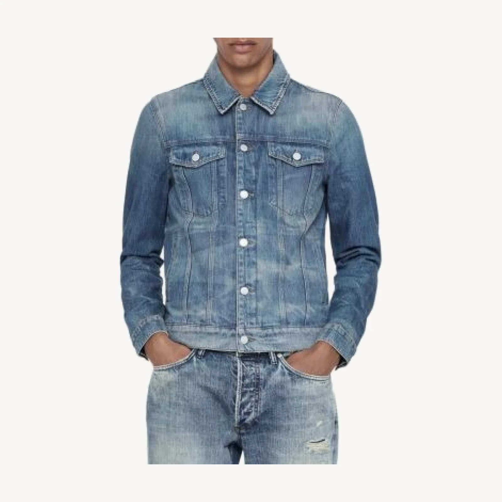 Allsaints Cotton Fitted Pocket Trucker Jacket