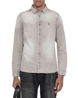 Allsaints Gleason Cotton Faded Denim Shirt
