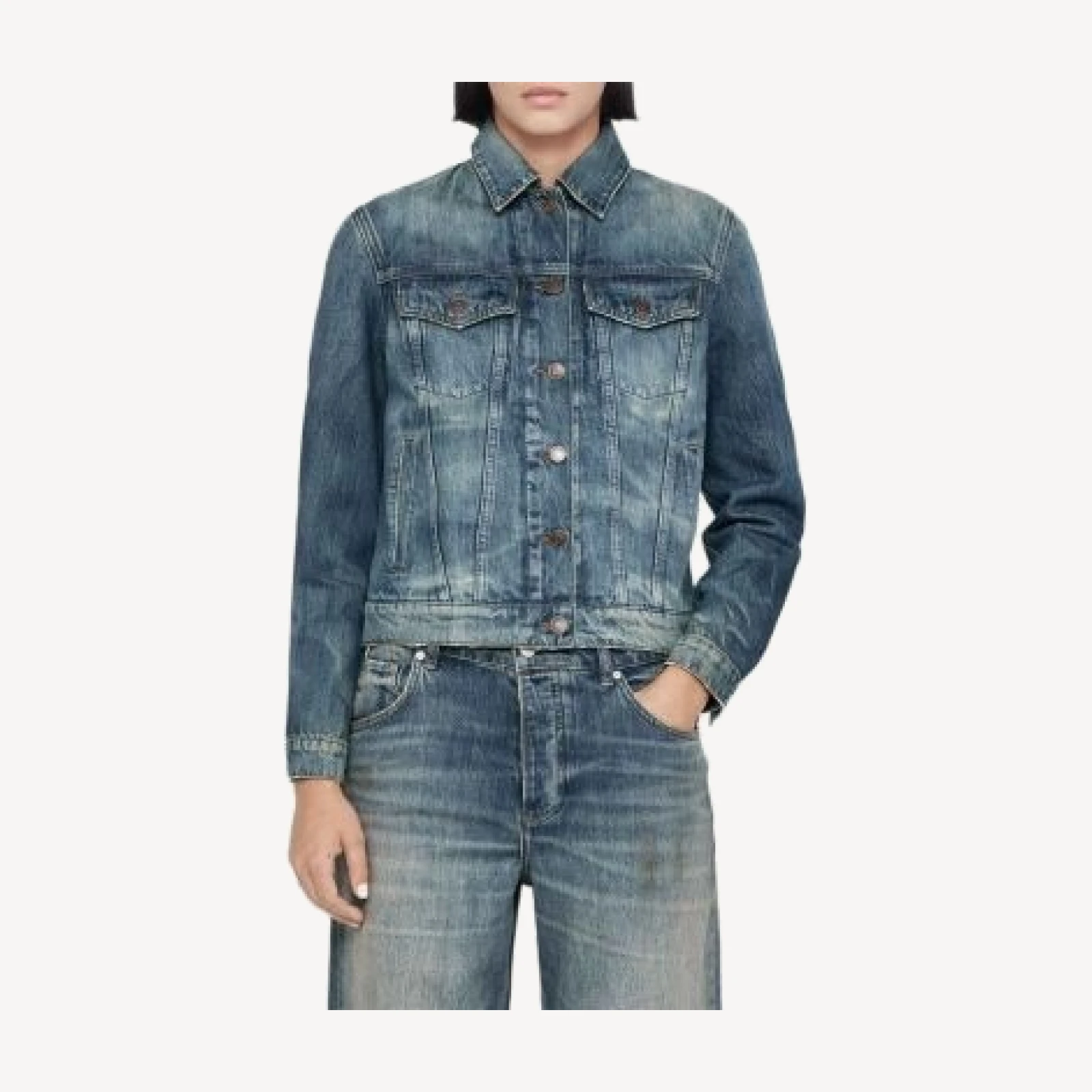 Allsaints Cotton Faded Denim Trucker Jacket