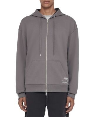 Allsaints Raphy Cotton Logo Zip Drawstring Hoodie