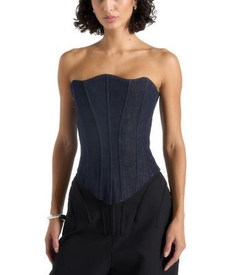 Maniere De Voir Scarlett Denim Lace Up Corset