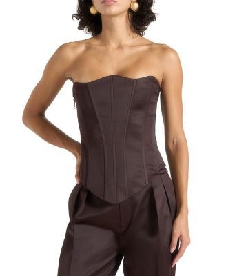 Maniere De Voir Scarlett Satin Lace Up Corset