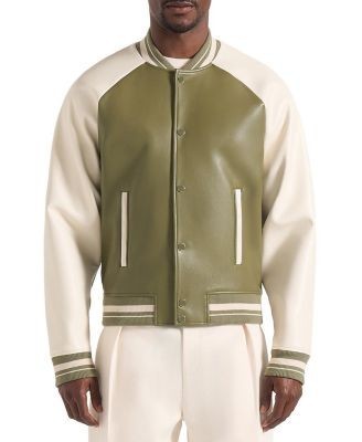 Maniere De Voir Guy Contrast Leather Bomber Jacket
