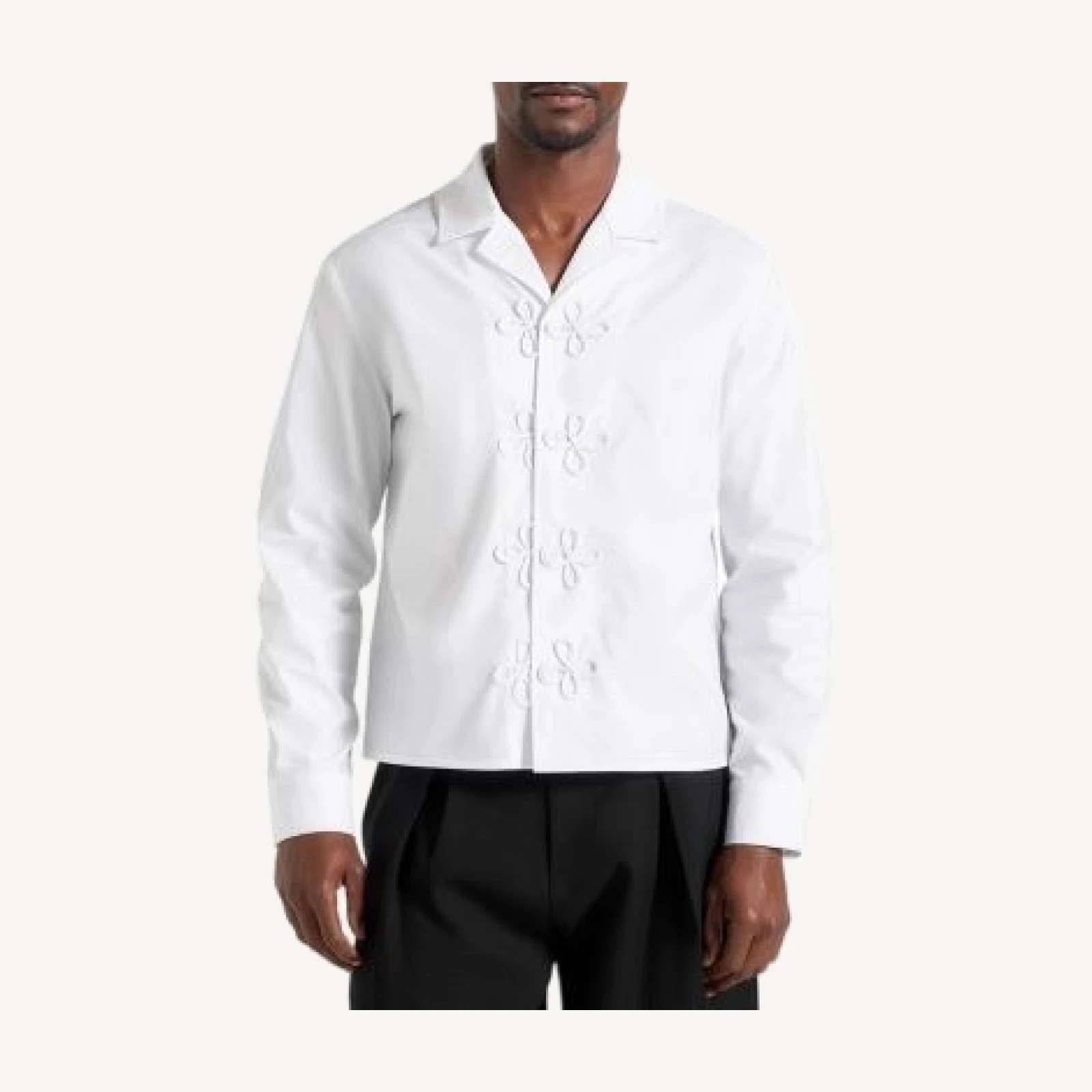 Maniere De Voir Valen Embroidered Closure Long Sleeve Shirt