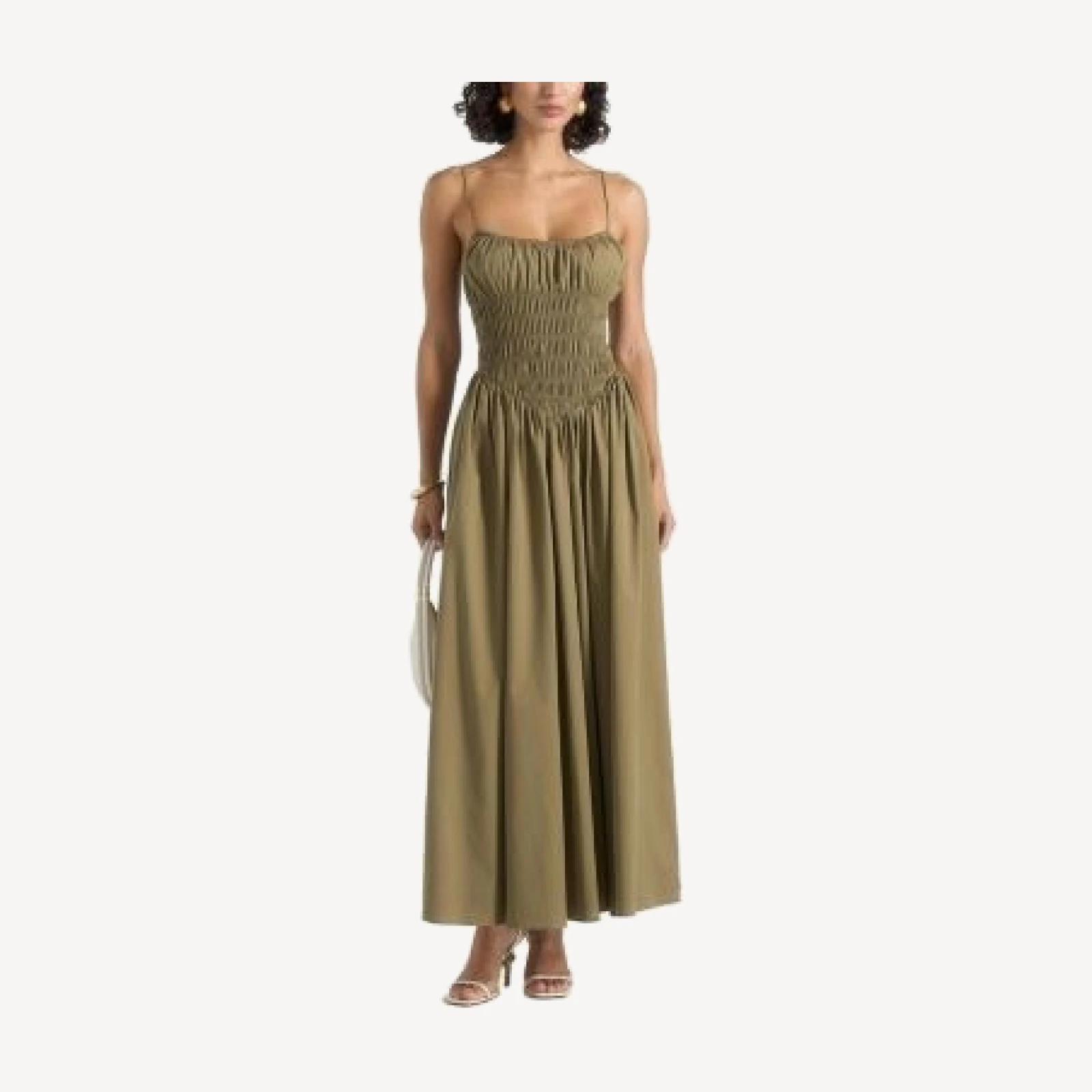 Maniere De Voir Elva Smocked Waist Cotton Maxi Dress