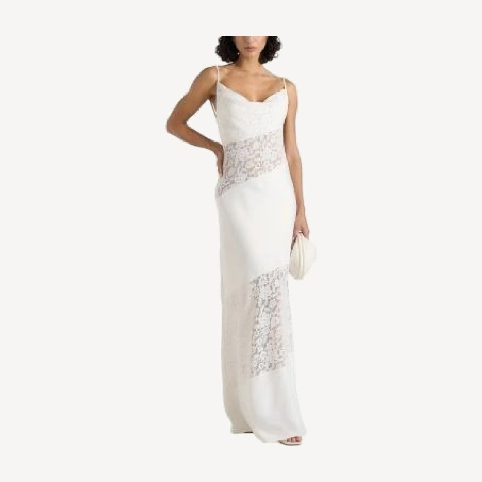 Maniere De Voir Naya Asymmetric Lace Maxi Dress
