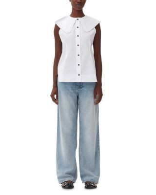 Ganni Frill Collar Sleeveless Shirt