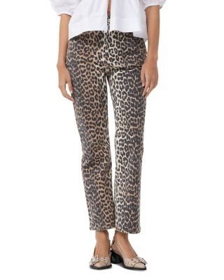Ganni Betzy Cropped Jeans in Leopard