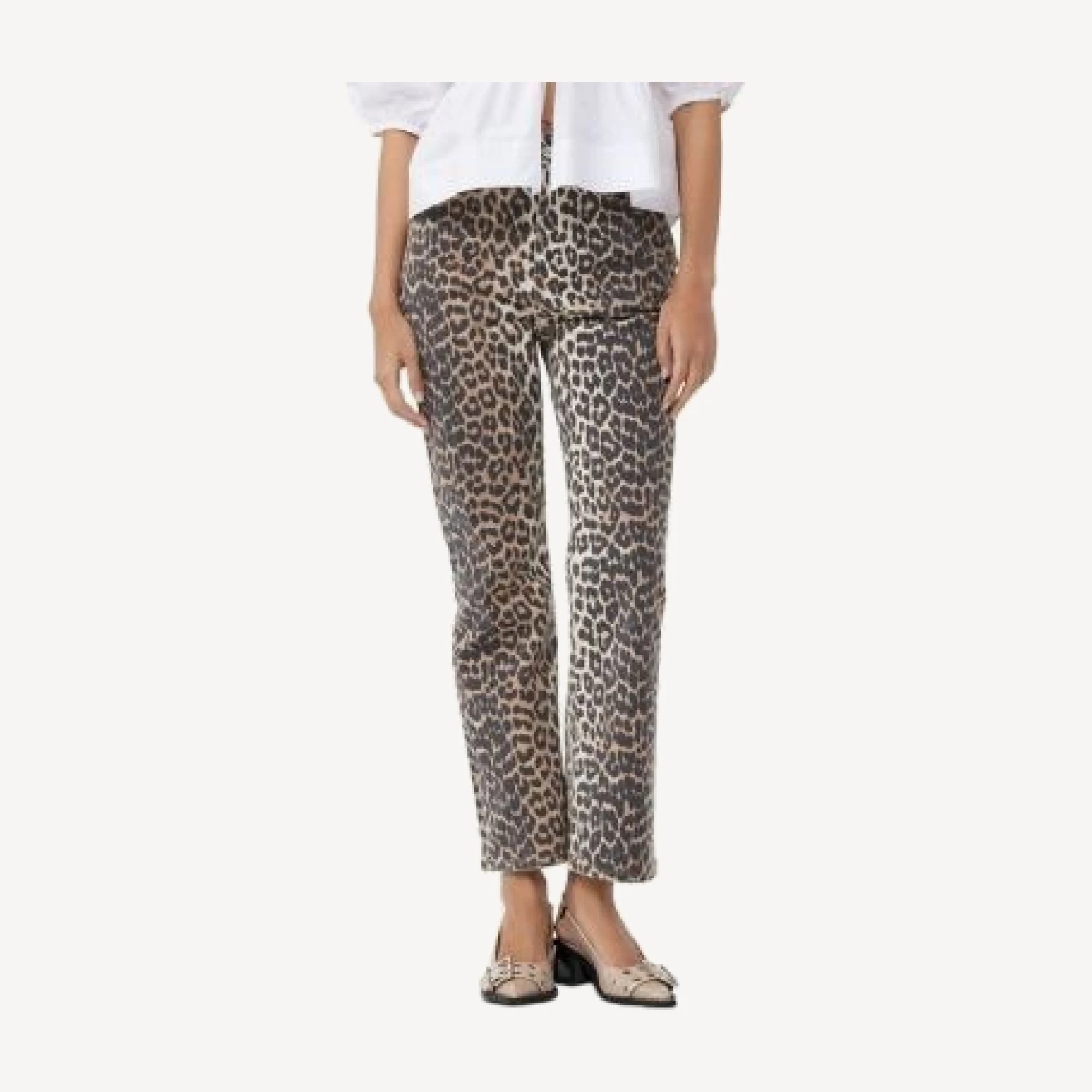 Ganni Betzy Cropped Jeans in Leopard