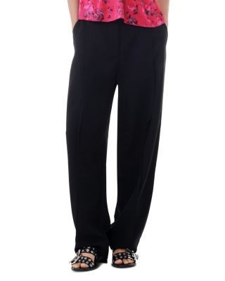 Ganni Black Drapey Melange Pleat Trousers