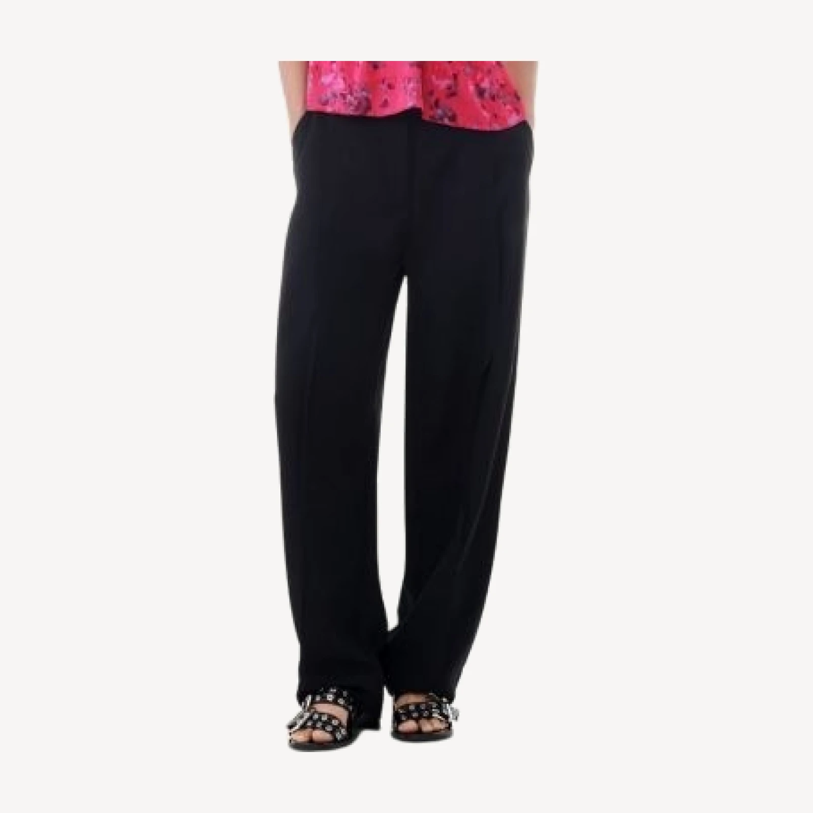 Ganni Black Drapey Melange Pleat Trousers
