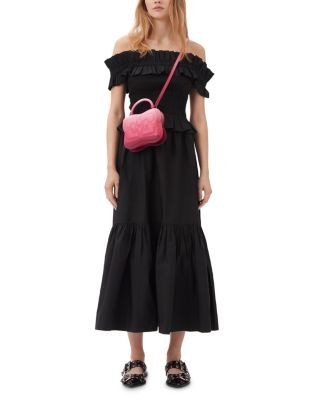 Ganni Cotton Poplin Maxi Flounce Skirt