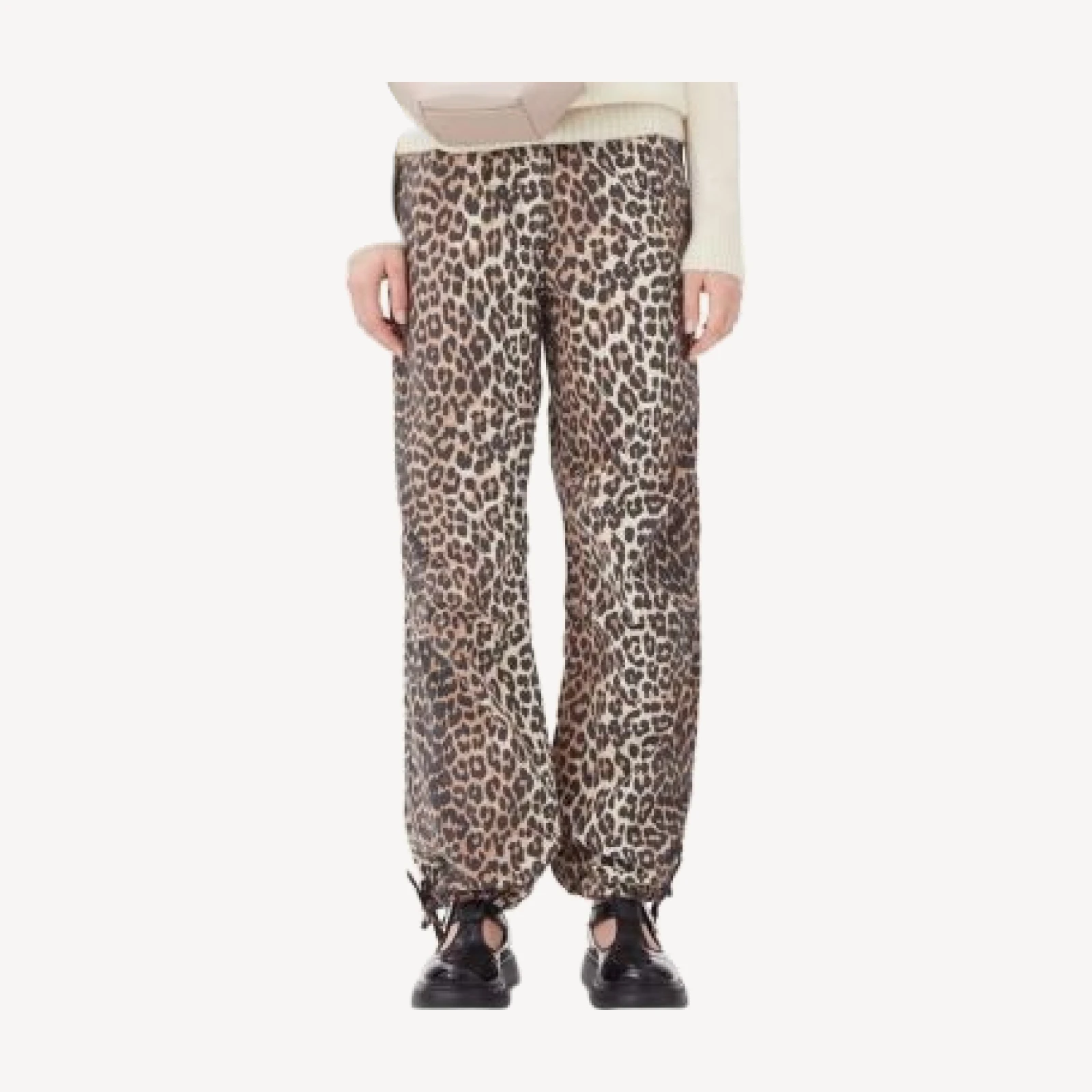 Ganni Leopard Print Drawstring Pants