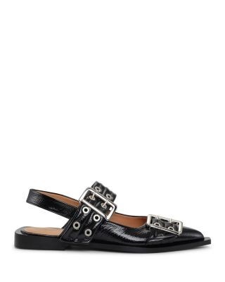 Ganni Women's Feminine Buckle Slingback Ballerina Flats