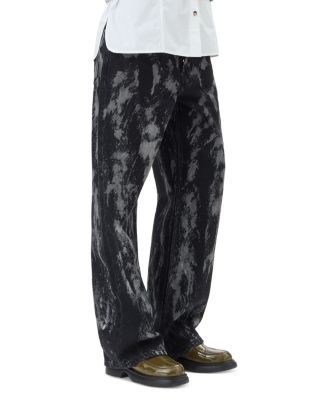 Ganni Izey Heavy Wide Leg Jeans in Washed Black