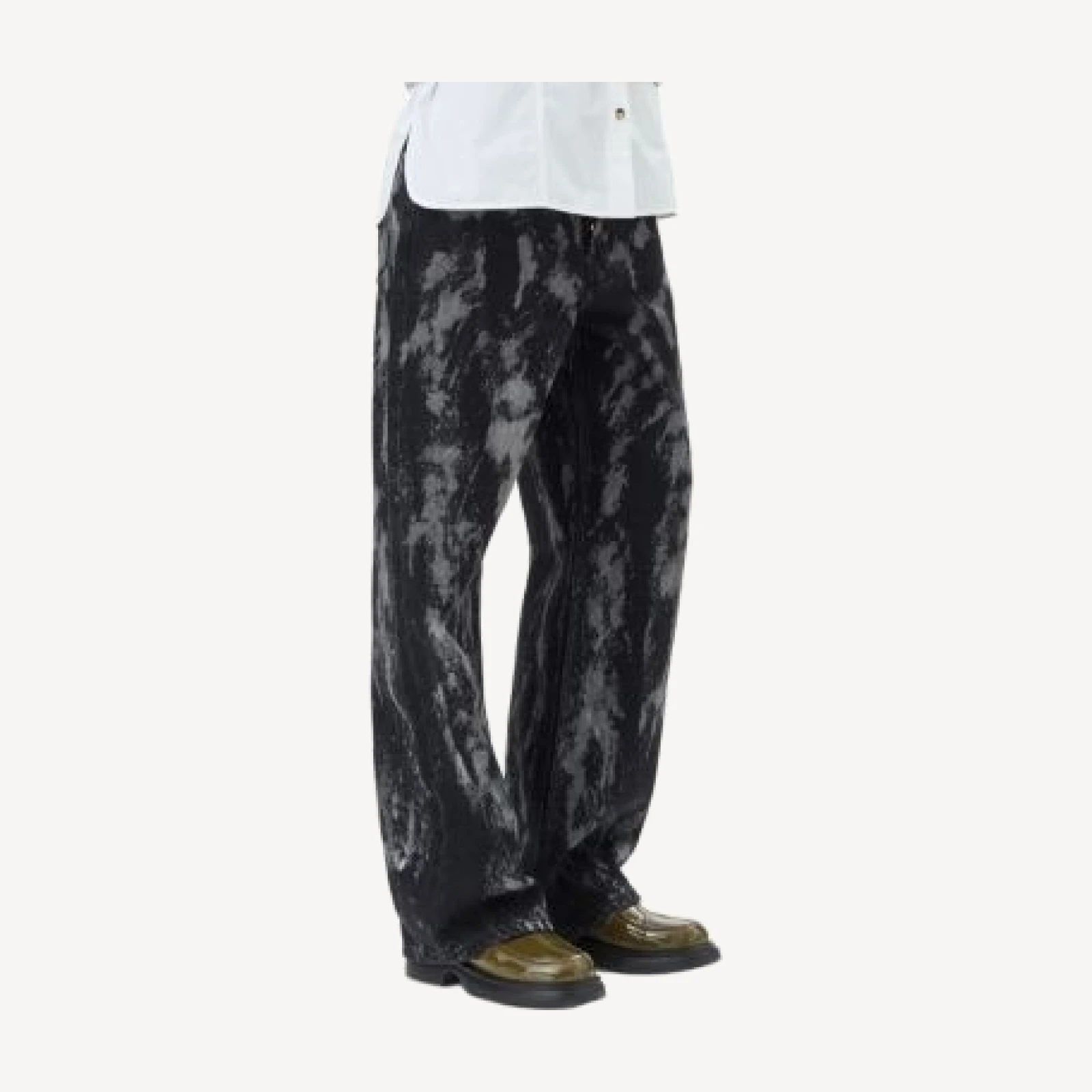 Ganni Izey Heavy Wide Leg Jeans in Washed Black
