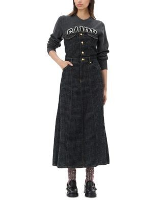 Ganni Fluffy Denim Corsage Dress