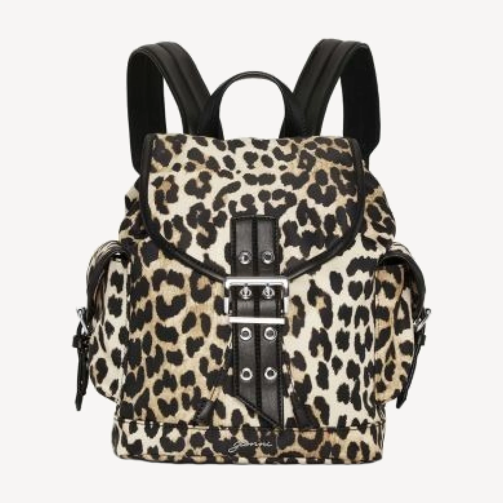 Ganni Leopard Small Nylon Bucky Backpack