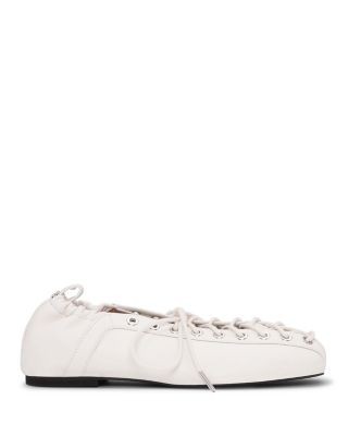 Ganni Women's Eyelet Lace Up Ballet Flats