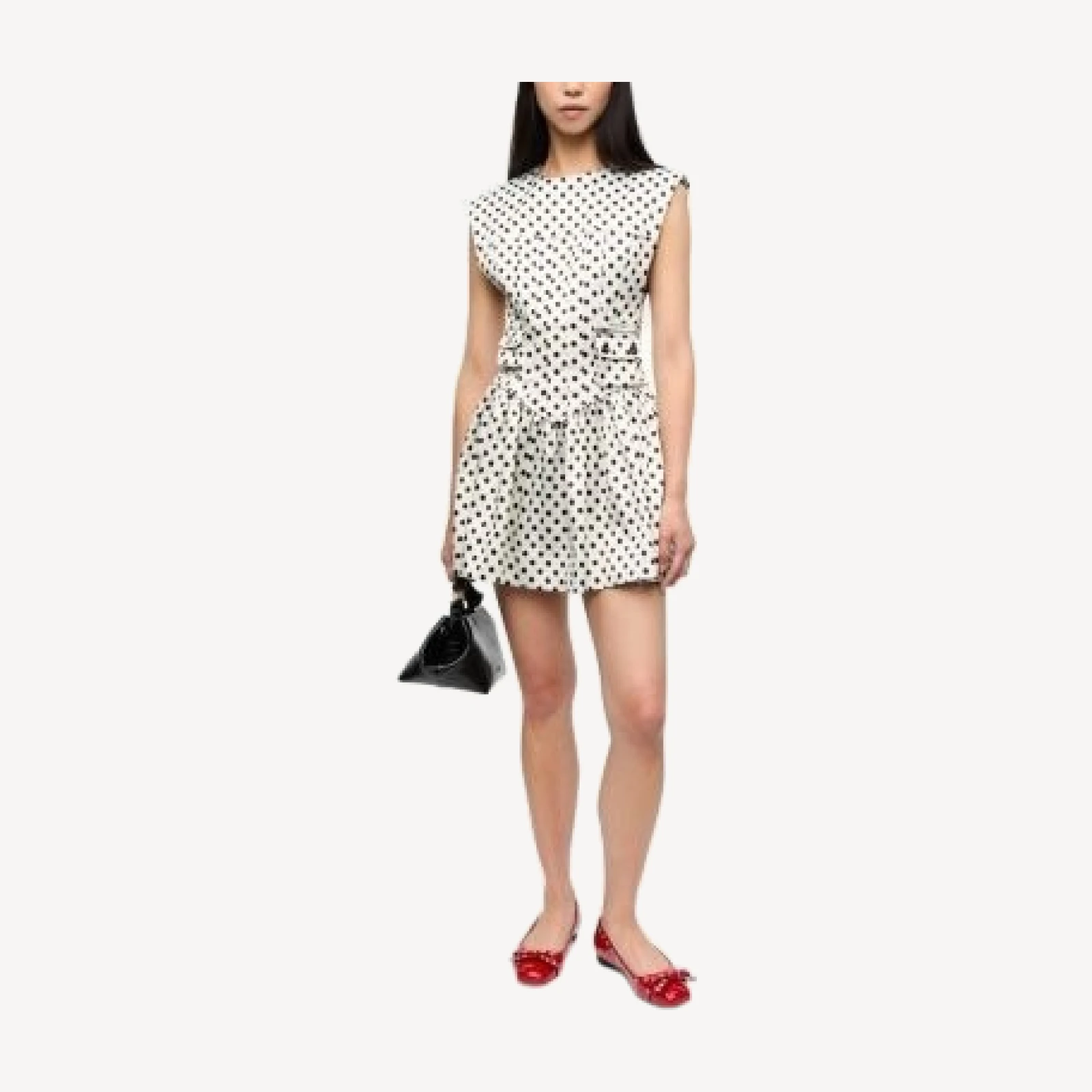 Ganni Polka Dot Corset Satin Mini Dress
