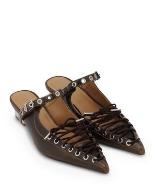 Ganni Women's Eyelets Lace Up Mules