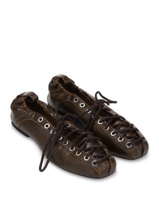 Ganni Women's Eyelets Lace Up Ballet Flats