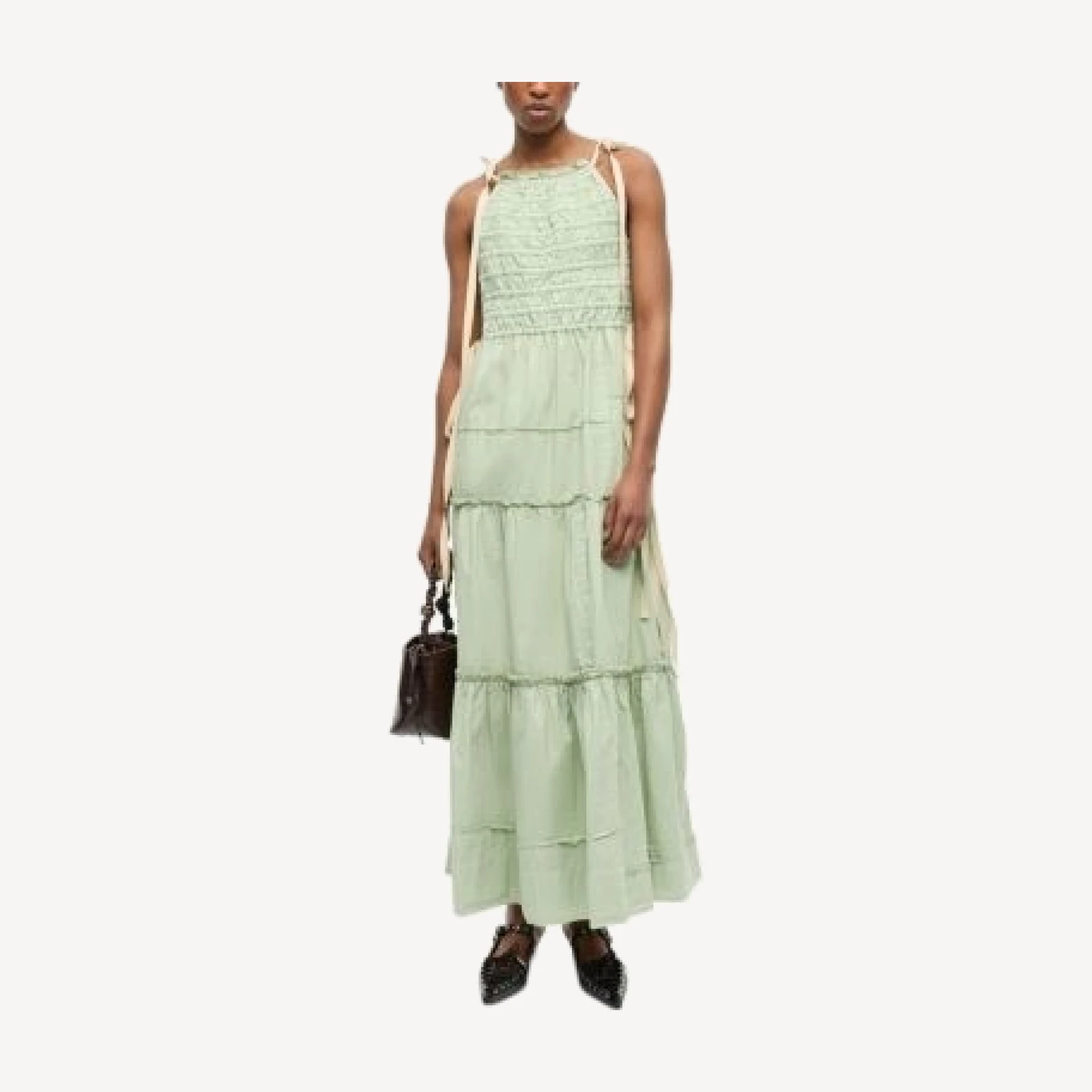 Ganni Shoulder Tie Maxi Dress