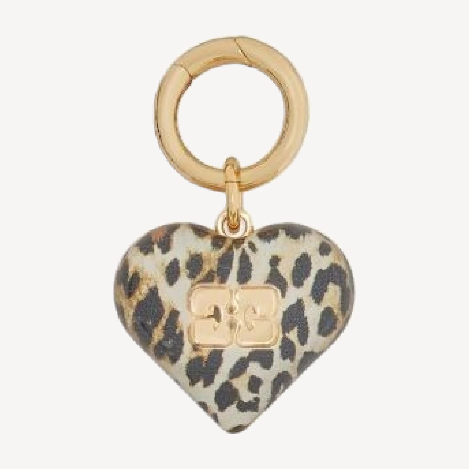 Ganni Leopard Bou Heart Charm
