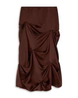 Ganni Satin Tuck Detail Long Skirt