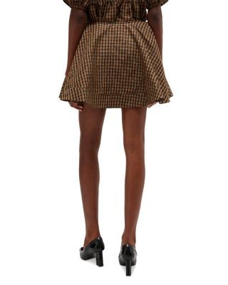 Ganni Crinkled Check Mini Circle Skirt