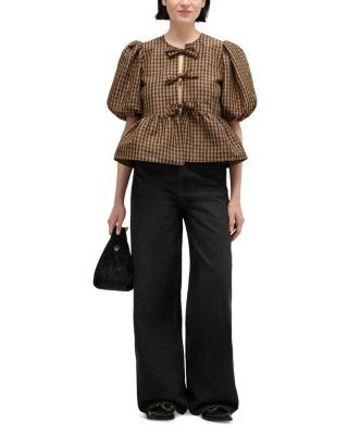 Ganni Checkered Taffeta Top