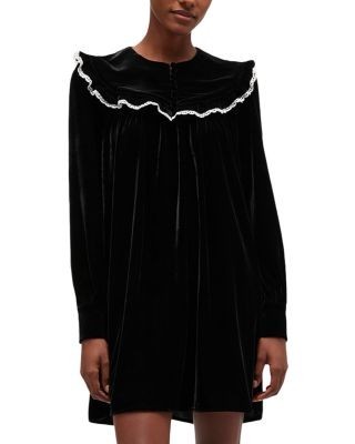 Ganni Ruffled Velvet Dress