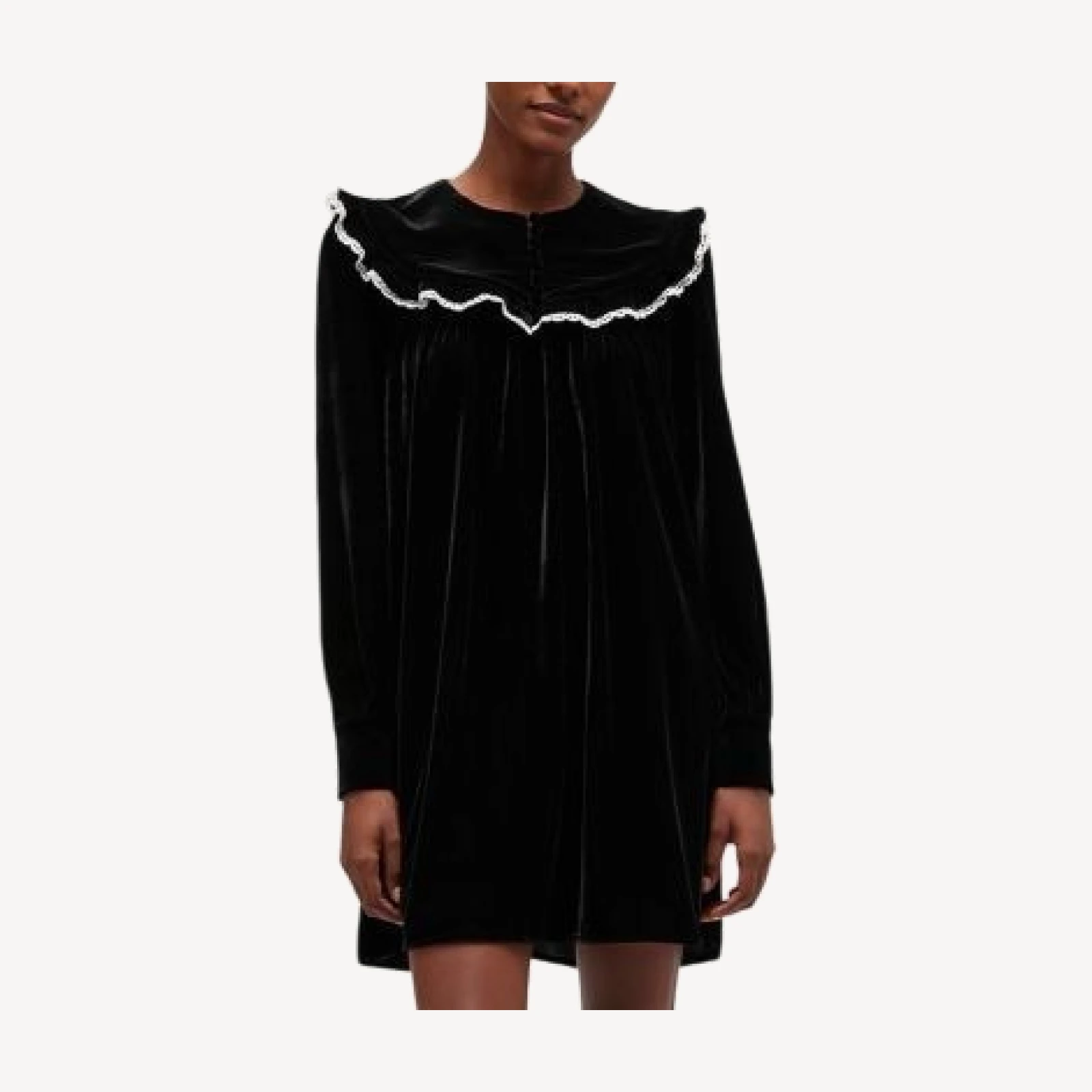 Ganni Ruffled Velvet Dress