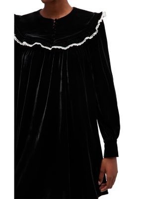 Ganni Ruffled Velvet Dress