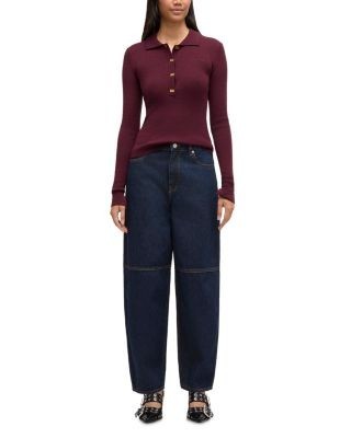 Ganni Essentials Rinse Mid Rise Barrel Jeans in Rinse