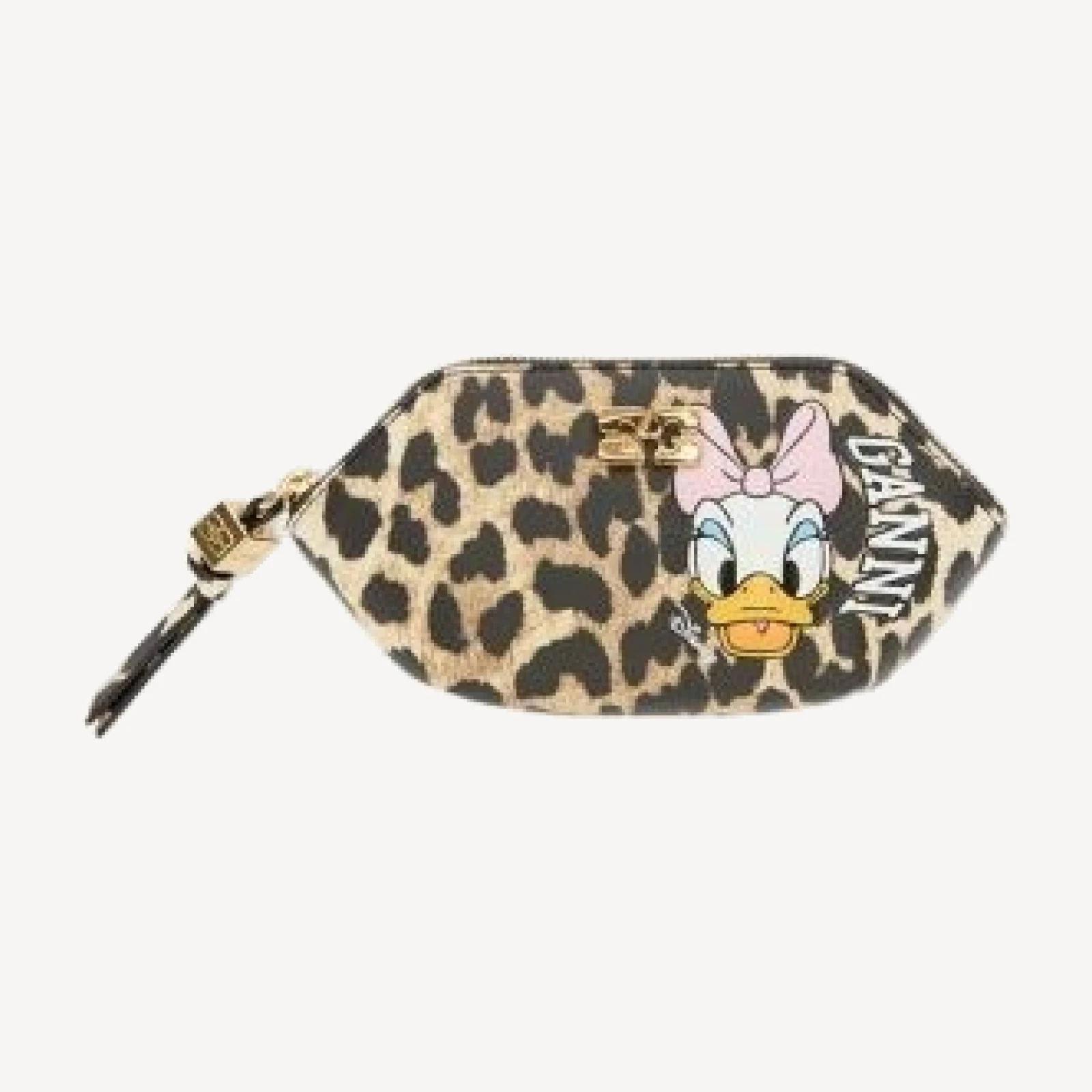 Ganni Bou Daisy Duck Leopard Print Coin Purse