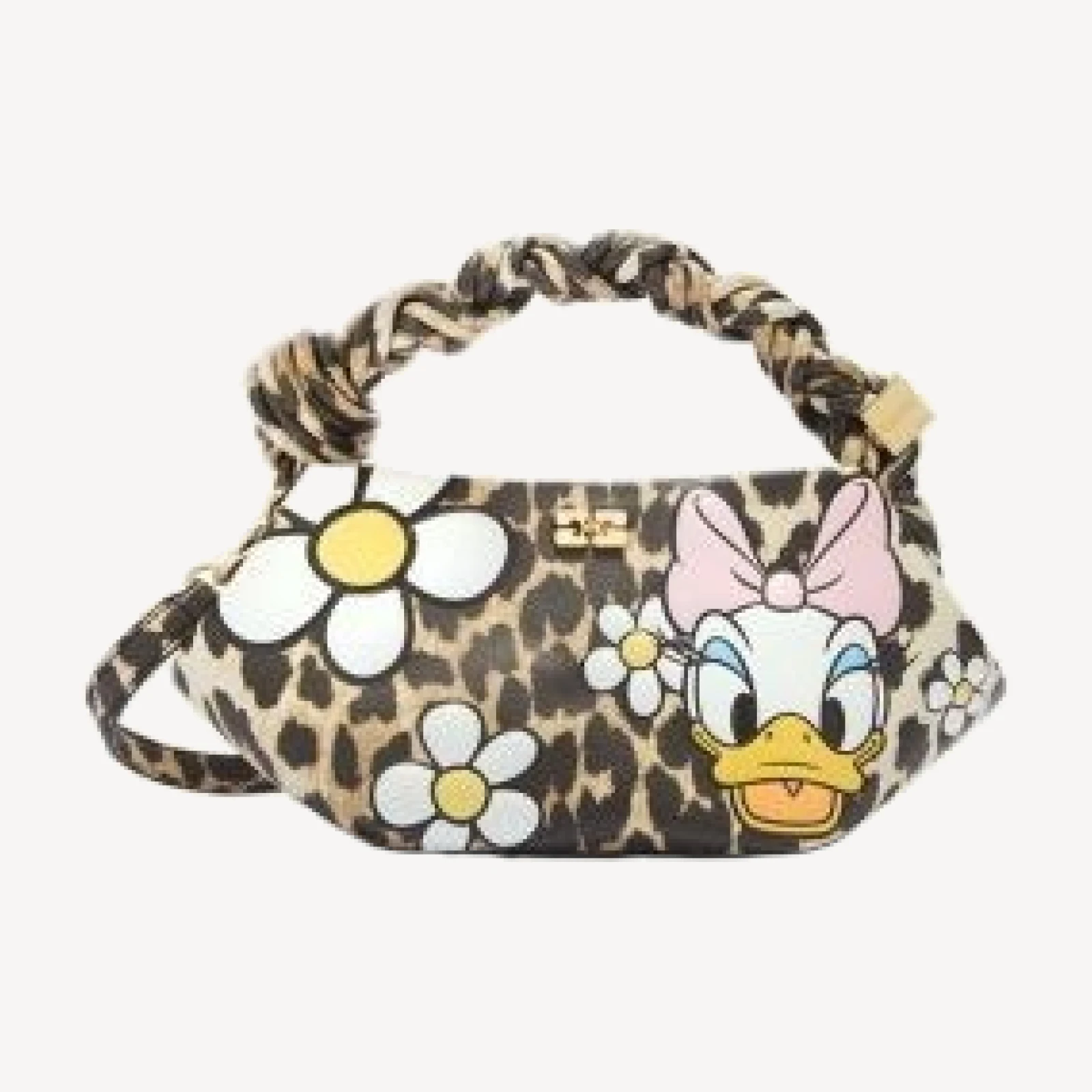 Ganni Bou Mini Daisy Duck Leopard Print Bag