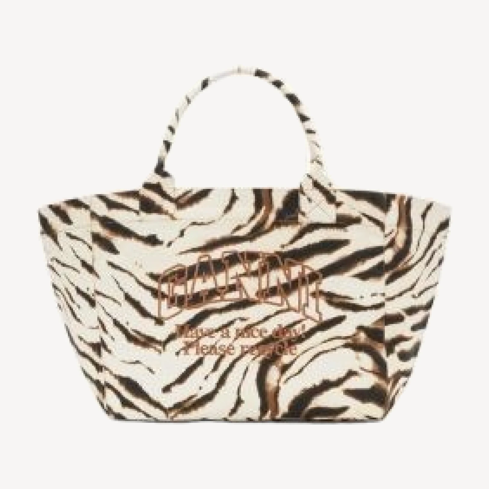 Ganni Xxl Zebra Canvas Shopper Tote