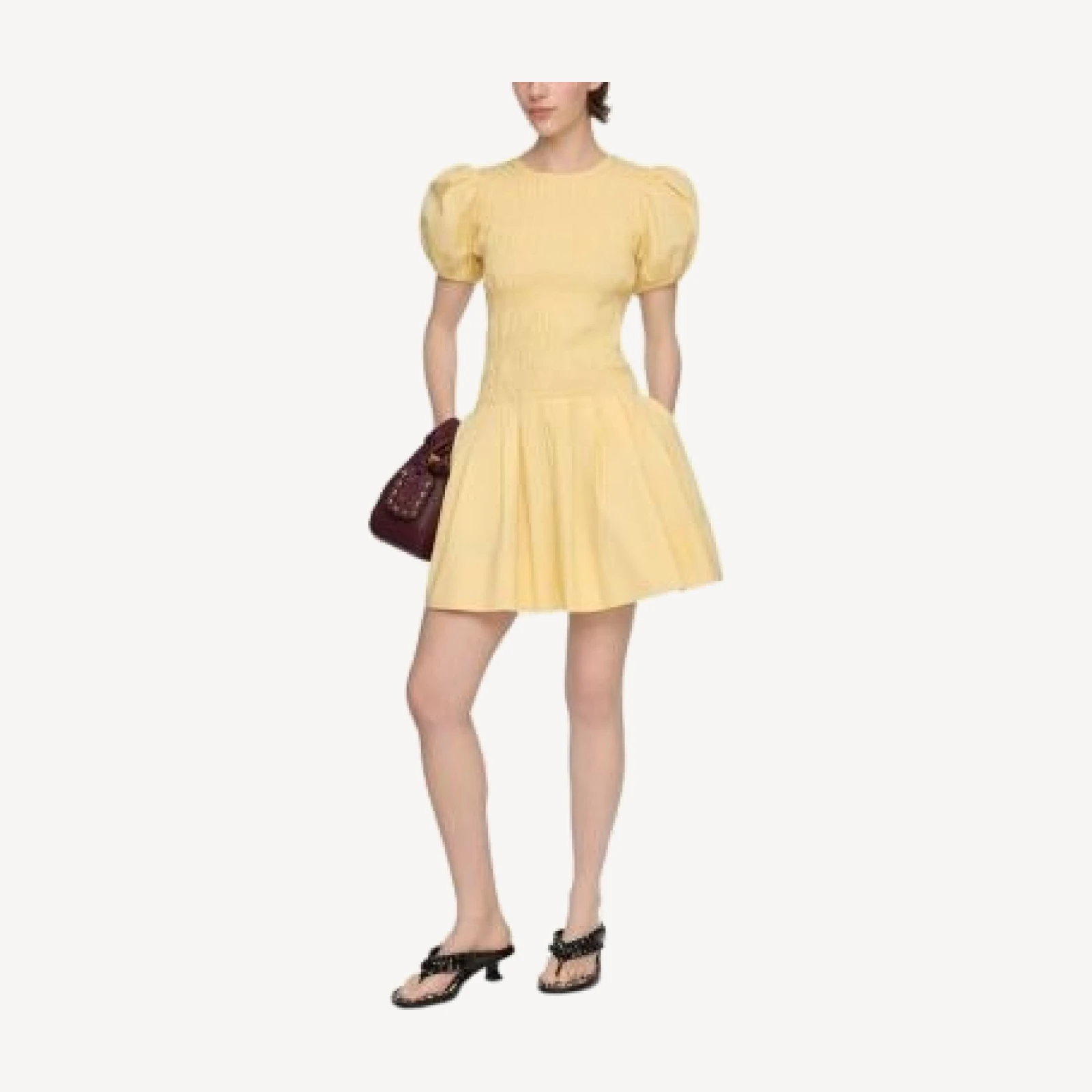 Ganni Yellow Cotton Mini Dress
