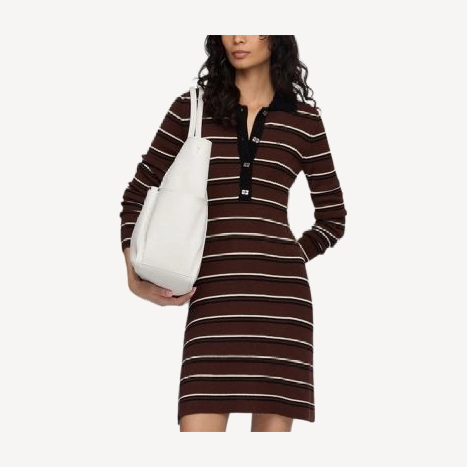 Ganni Striped Merino Polo Dress