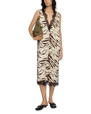 Ganni Zebra Print Satin Dress