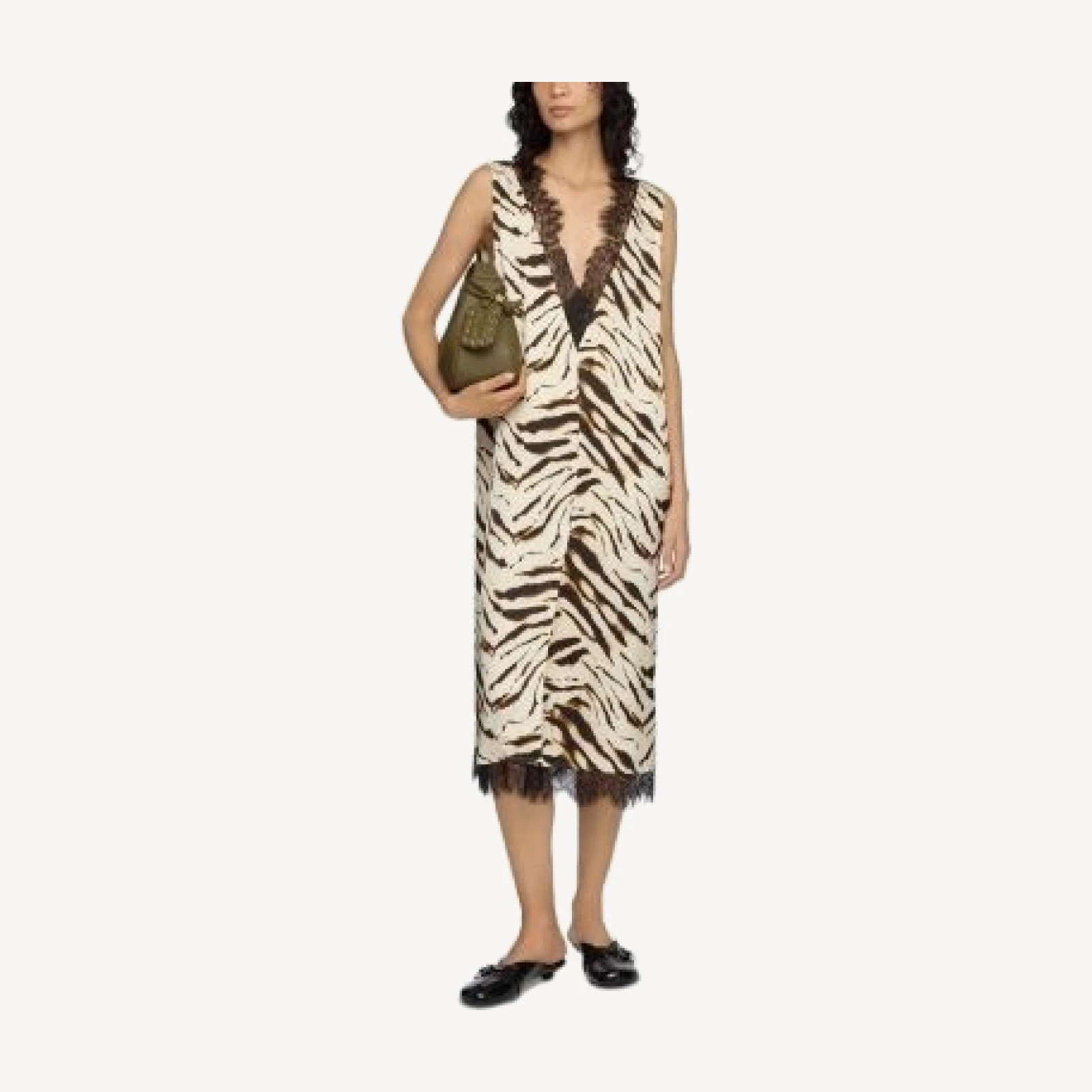 Ganni Zebra Print Satin Dress
