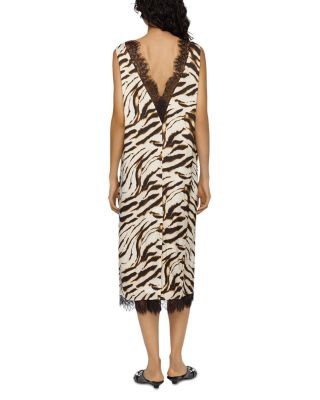 Ganni Zebra Print Satin Dress