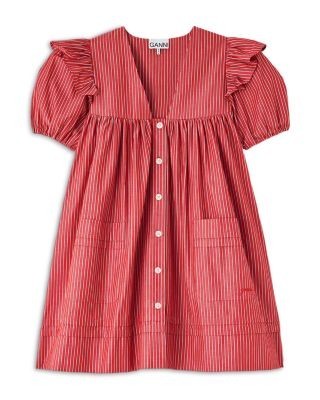 Ganni Striped Cotton Mini Dress