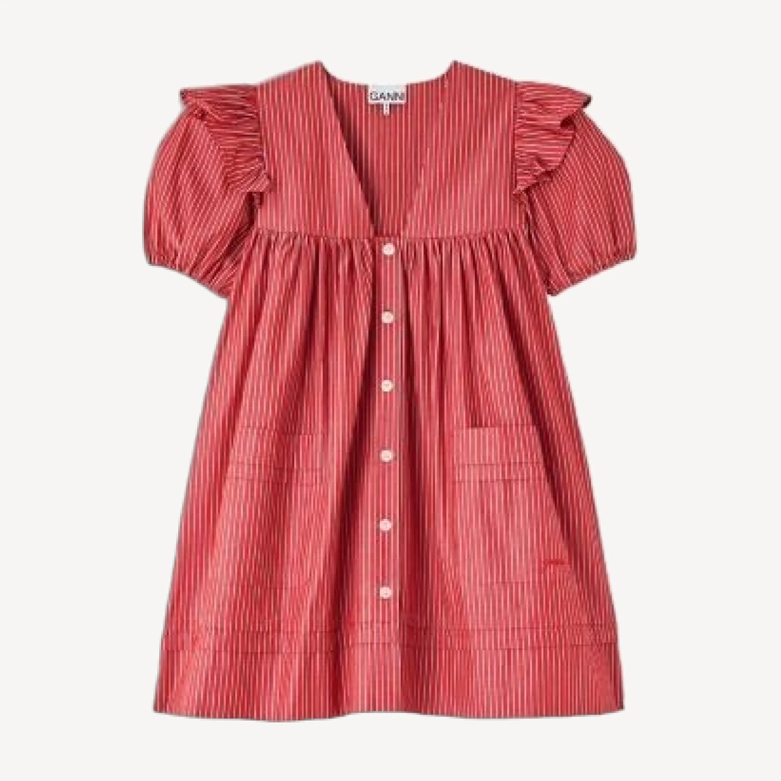 Ganni Striped Cotton Mini Dress