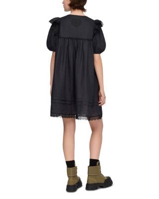 Ganni Black Linen Mini Dress