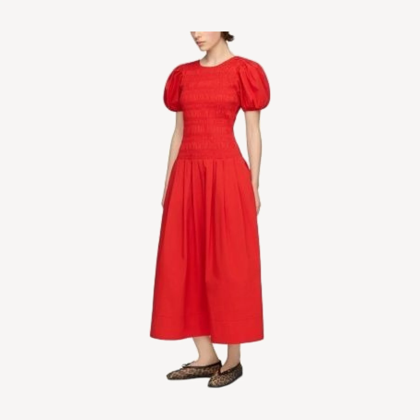 Ganni Smocked Cotton Dress