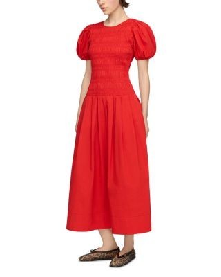 Ganni Smocked Cotton Dress